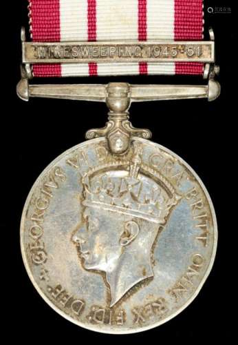 NAVAL GENERAL SERVICE MEDAL one clasp Minesweeping 1945-51 D/MX 61947 J W WARD EA RN ++++