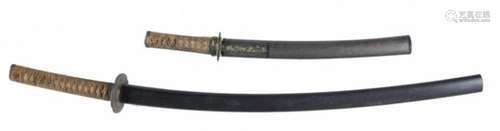 EDGED WEAPONS. A KATANA BLADE AND A WAKIZASHI BLADE, EDO PERIOD, 19TH C each with iron tsuba and