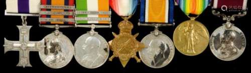 ANGLO BOER WAR-WORLD WAR ONE MC GROUP OF SEVEN Military Cross, Queen's South Africa Medal three