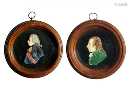 JAMES TASSIE (1735-1799) WAX MINIATURE OF JAMES GREGORY polychrome painted wax on black glass, 7.5cm