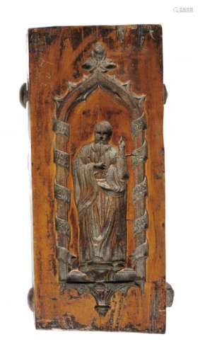 A BOXWOOD SAINT FIGURAL MOULD, 19TH C 8 x 19cm++Slight wear and surface marks