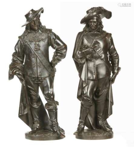 A PAIR OF FRENCH BRONZE STATUETTES OF CHARLES I AND OLIVER CROMWELL CAST FROM MODELS BY ALBERT