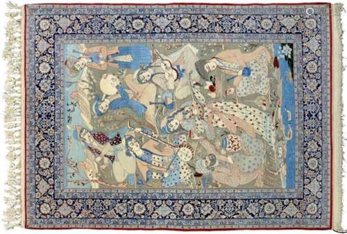 A FINE ISFAHAN PICTORIAL RUG 270 x 162cm++Good condition