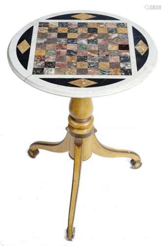 A VICTORIAN SPECIMEN MARBLE GAMES TABLE TOP, MID 19TH C with statuary marble cavetto surround, on