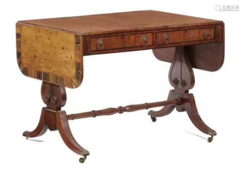 A GEORGE IV SATINWOOD SOFA TABLE crossbanded in calamander, fitted with drawers and opposing blind