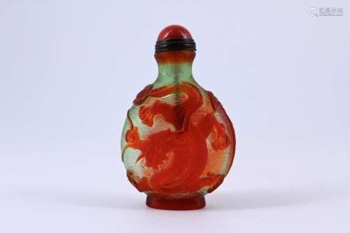 Peking Glass Dragon Snuff Bottle Qing Period