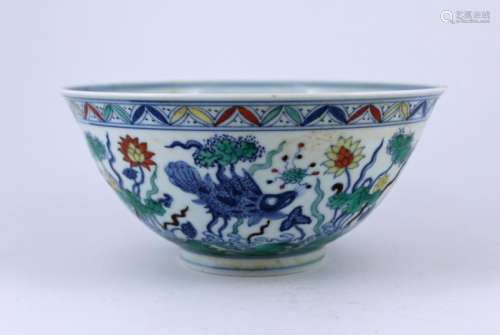 Doucai Porcelain Floral Bowl Ming Mark