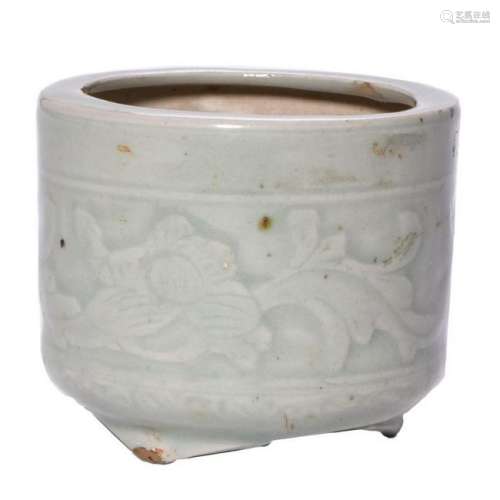 Chinese Ming dynasty footed celadon bowl.