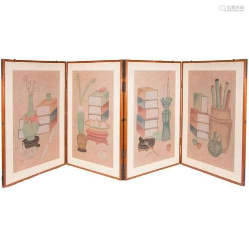 A four panel Japanese screen.
