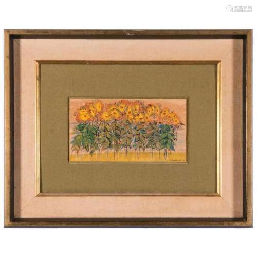 Chamberlain watercolor of sunflowers.