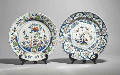 Two delftware chargers c.1720 40, probably London,…