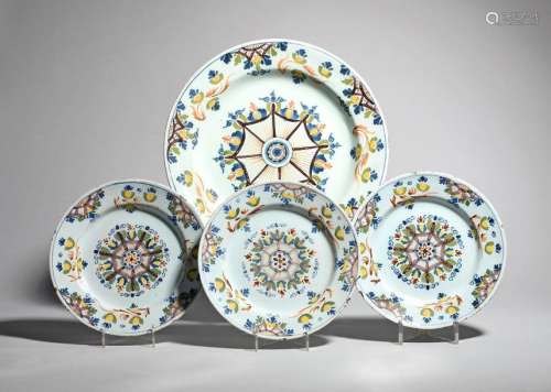 Three delftware plates c.1785 95, of 'Ann Gomm' ty…