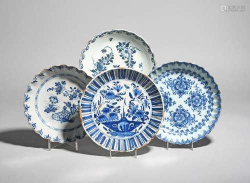 Four delftware shallow bowls c.1710 50, Lambeth an…