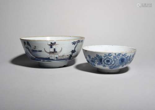 Two delftware bowls c.1750 80, the smaller probabl…