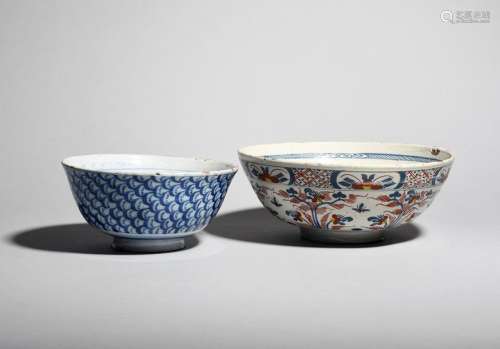 Two delftware bowls c.1730 50, the smaller painted…