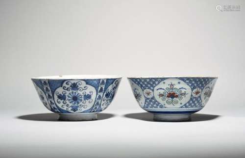 Two Bristol delftware punch bowls c.1725 35, the d…