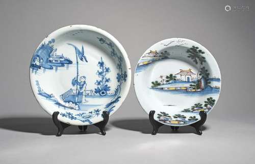 Two delftware shallow bowls c.1760 70, one probabl…