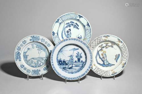 Two Bristol delftware plates c.1740 50, Temple Bac…