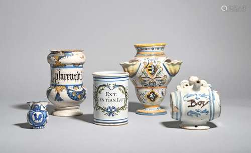 Two Continental maiolica or faïence apothecary jar…