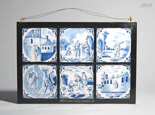 Six delftware biblical tiles c.1730 50, painted in…