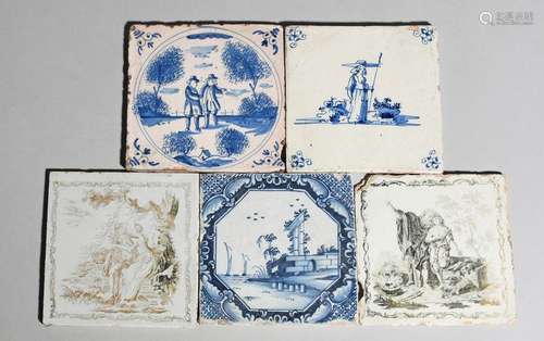 Two Liverpool delftware printed tiles c.1770, prin…