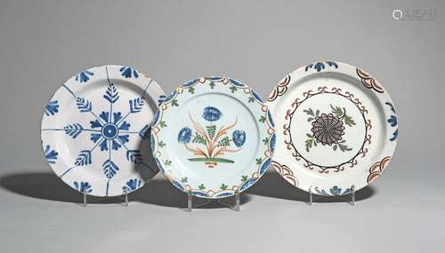 Three delftware plates c.1760 80, probably London,…