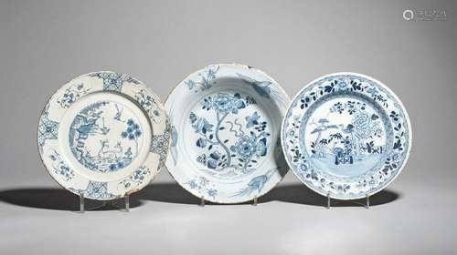 Two delftware plates c.1760, one Bristol and paint…