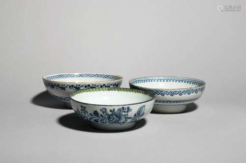 Three shallow delftware bowls c.1770 80, one inscr…