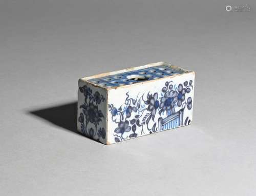 A small delftware flower brick c.1760, the rectang…