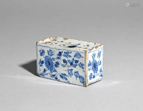 A small delftware flower brick c.1750, the rectang…