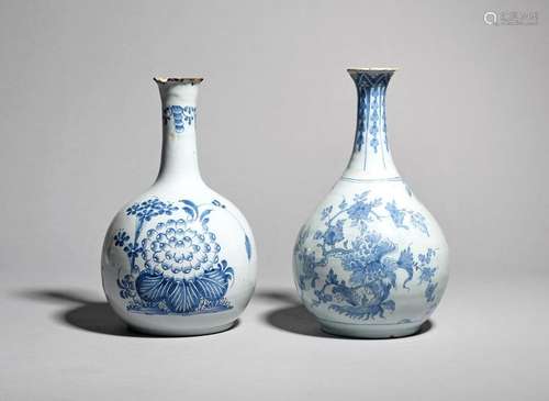 Two delftware vases or guglets c.1750 60, of bottl…