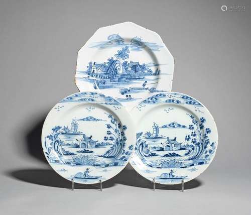 A pair of Bristol delftware plates mid 18th centur…