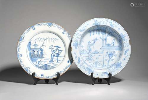 A large delftware shallow bowl and a charger c.174…