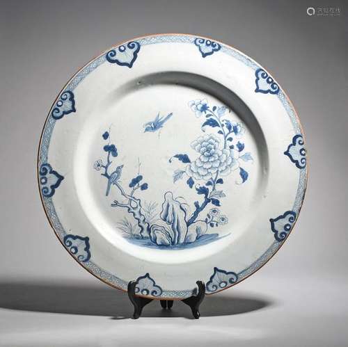 A massive delftware charger c.1760, well painted i…