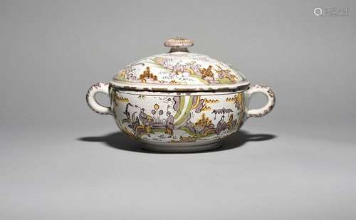 A Frankfurt faïence tureen and cover c.1690, the c…