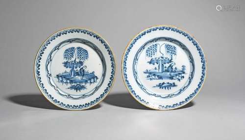 A pair of London delftware plates c.1770 80, proba…