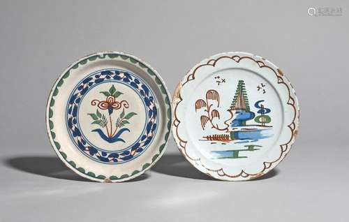 Two delftware plates c.1740 60, London or Bristol,…