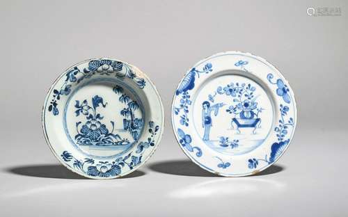 Two small delftware plates c.1740 60, one painted …