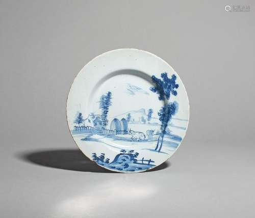 A delftware plate mid 18th century, probably Brist…