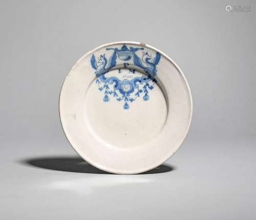 A Delft plate dated 1690, inscribed 'L P M 1690' f…