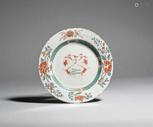 A rare Liverpool delftware armorial plate c.1750 6…