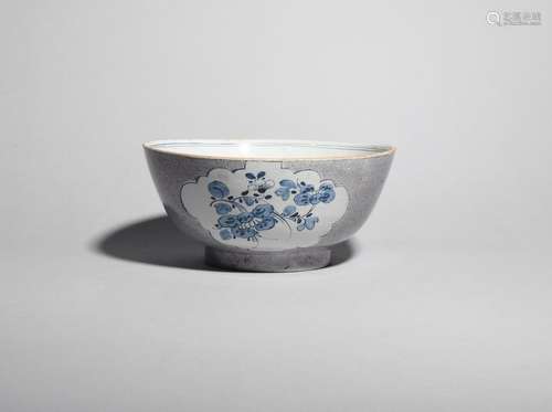 A Bristol delftware punch bowl c.1755, painted in …