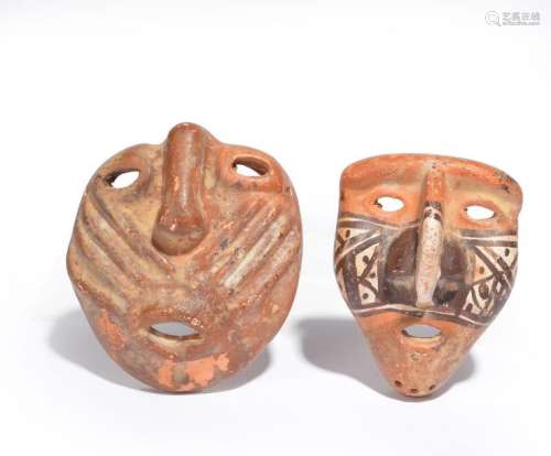Two Peru miniature masks pottery, including Moche …