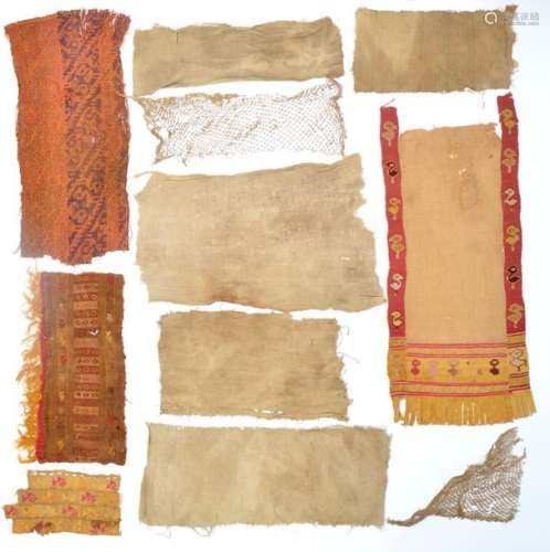 Eleven Pre Columbian textile fragments Peru, circa…