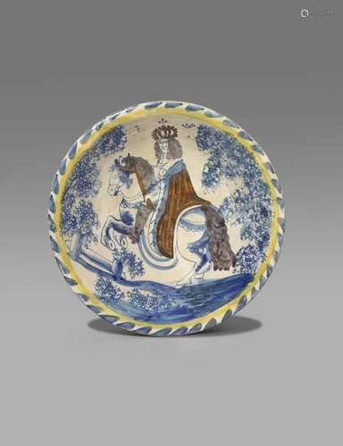 A London delftware blue dash Royal charger c.1690,…