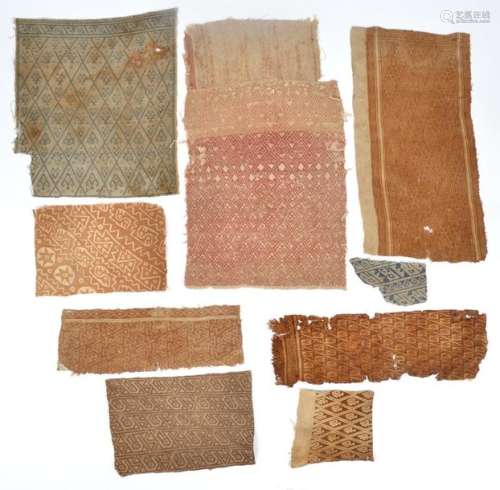 Ten Pre Columbian textile fragments Peru, circa 90…