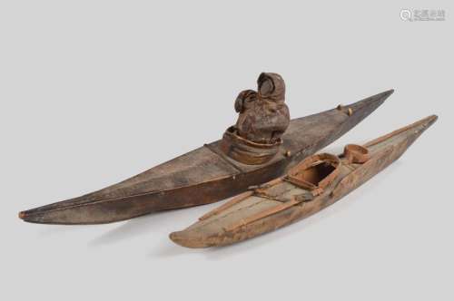 ΛAn Inuit model kayak Arctic wood, hide and marine…