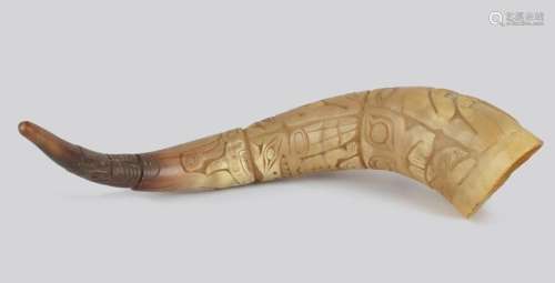 A Haida carved horn Northwest Coast with totemic a…