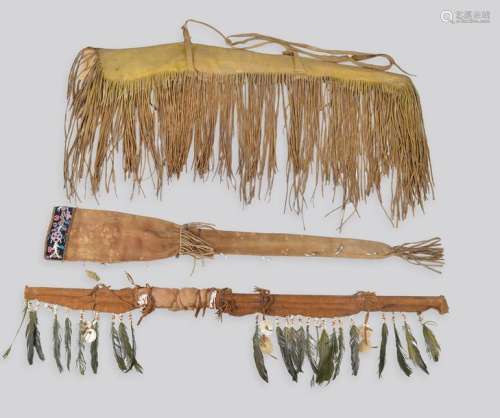A Cree rifle case buckskin with a floral beaded bo…