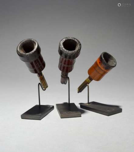 Three Karen pipes Burma bamboo and wood, two with …